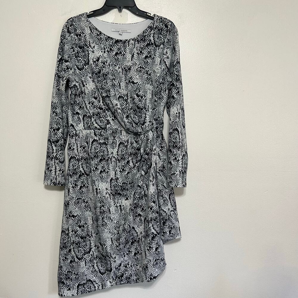 Julia Jordan Snake Print Faux Wrap Dress Long Sleeve Size 14